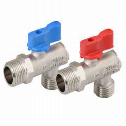 Angle Ball Valve with Filter (Red & Blue Handle)